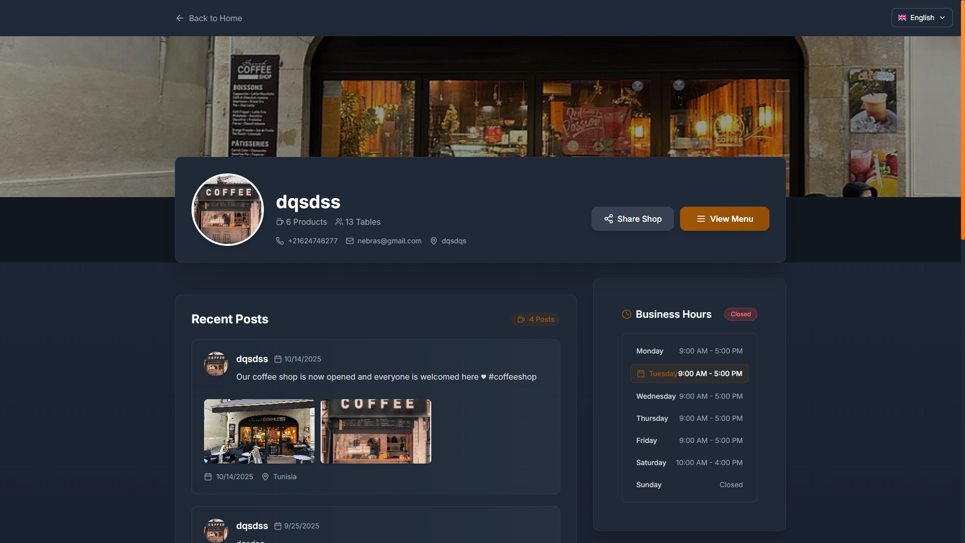 Capture d'écran 5 — CoffeesCloud – Commande par QR code et caisse pour cafés